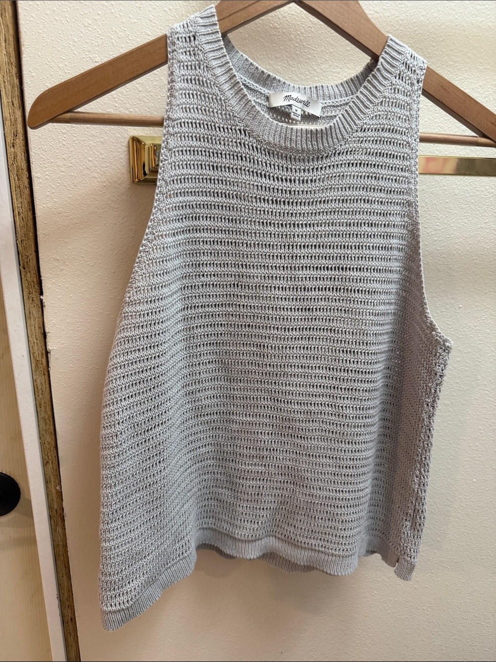 Madewell Light Gray Open-Weave Knit Tank